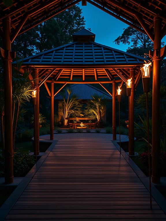 bamboo torches illuminate evenings