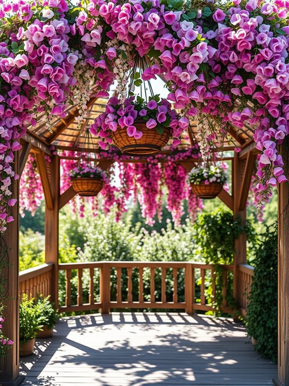 baskets filled with sweet peas