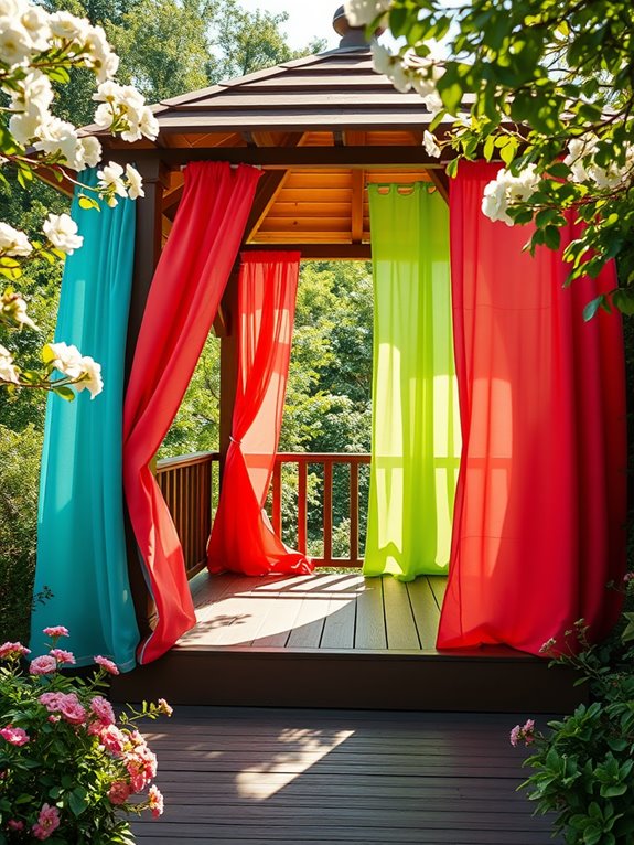 brightly colored window drapes