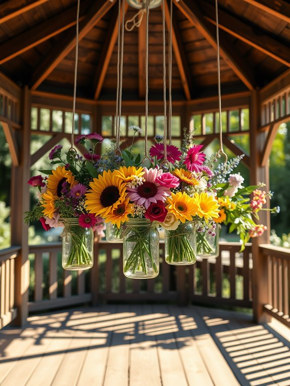 charming floral arrangements in jars