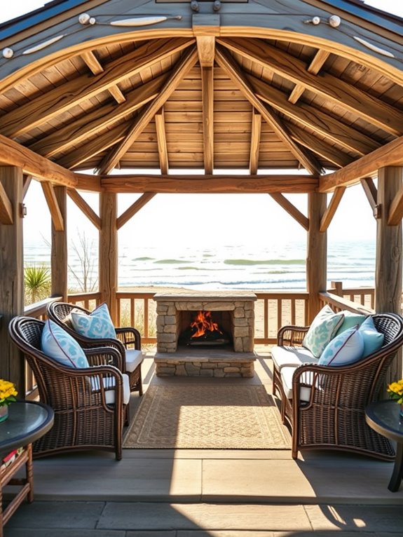 coastal fireplace gazebo design