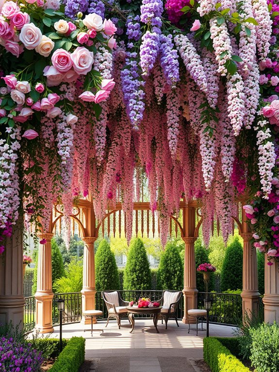 colorful floral overhead shelter