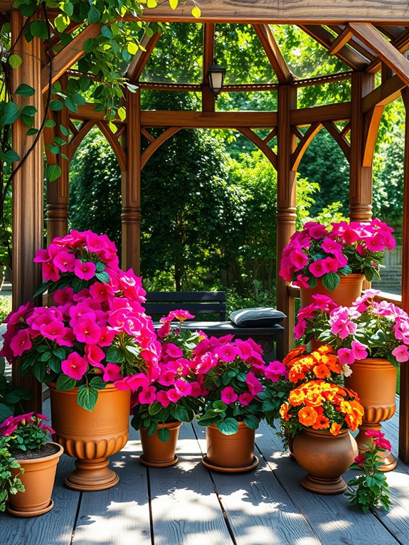 container gardening with geraniums