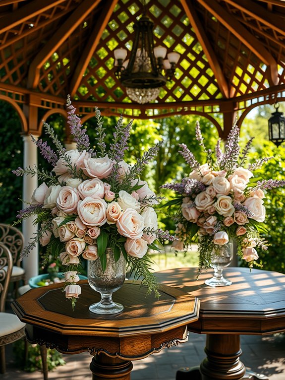 elegant flower arrangements displayed