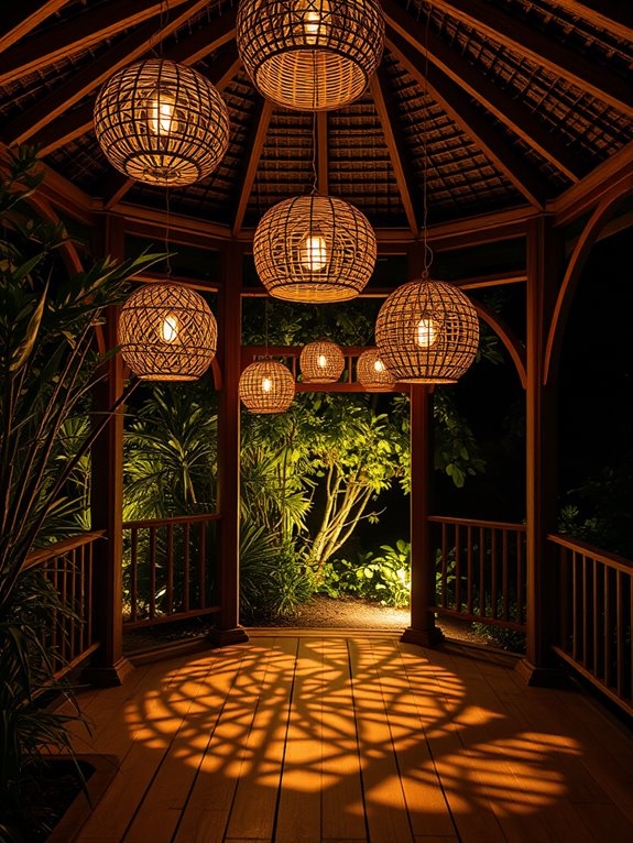 handcrafted woven basket lamps