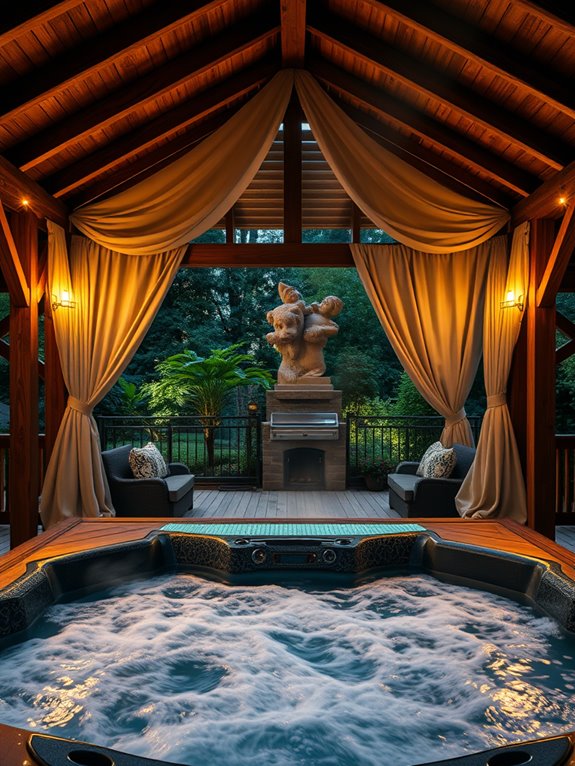 hot tub in gazebo