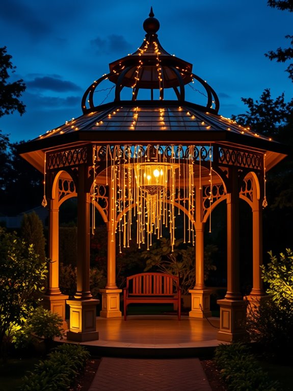 illuminated cascading water display
