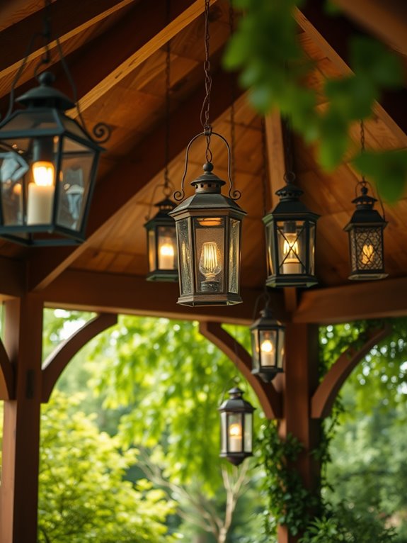 illuminated decorative lanterns displayed