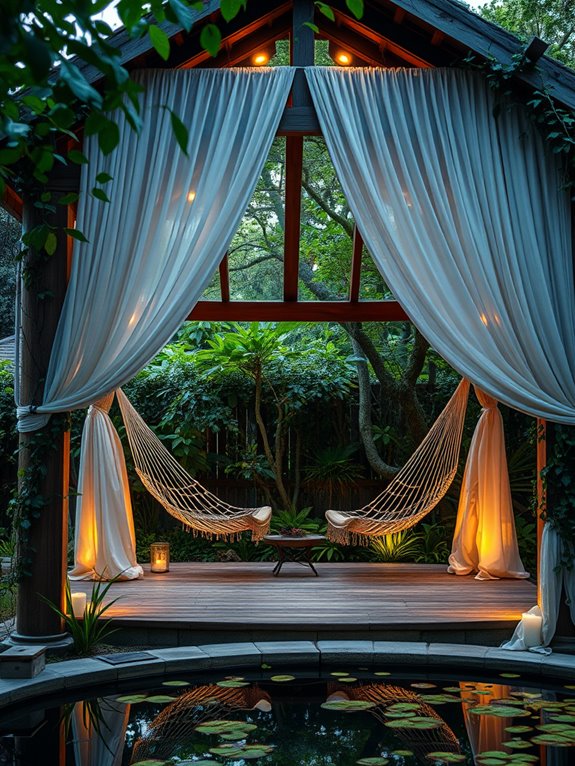 relaxing outdoor hammock space