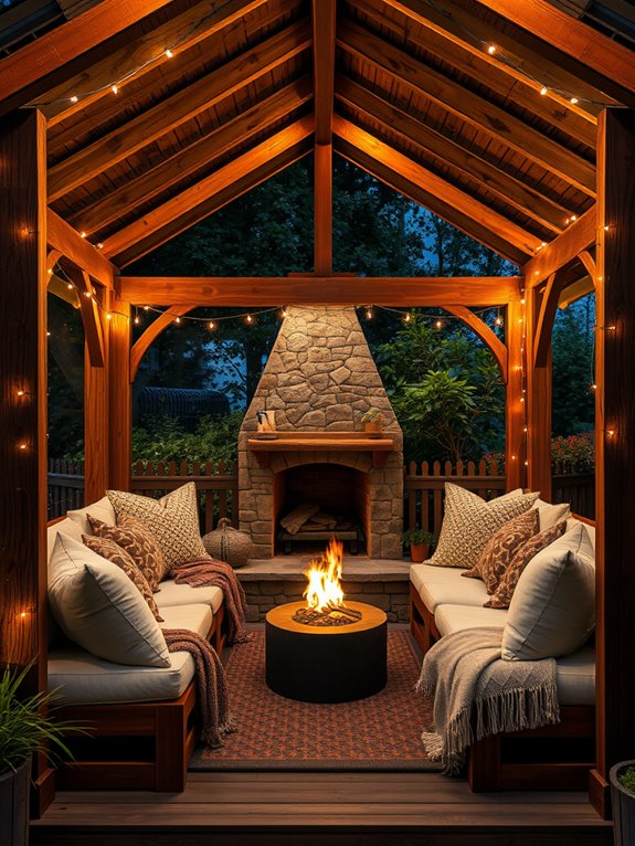seating integrated into gazebo