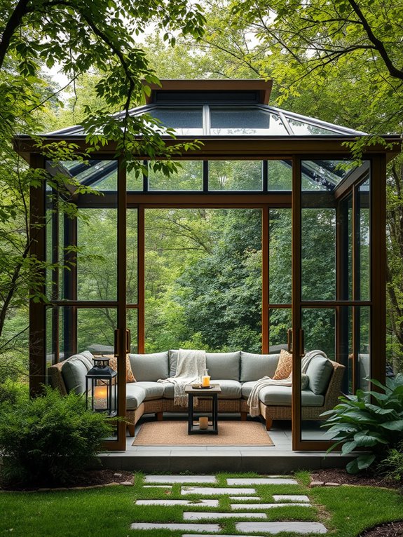 serene glass walled sanctuary