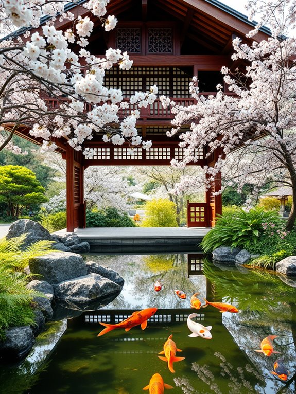 serene koi pond gazebo