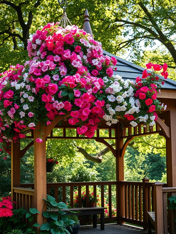 shaded gazebo begonia blooms
