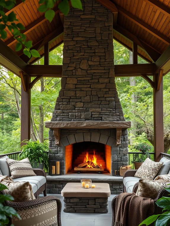 stone chimney fireplace design