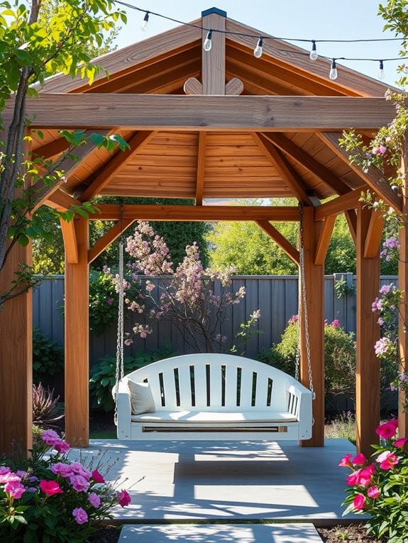 swing seating in gazebo