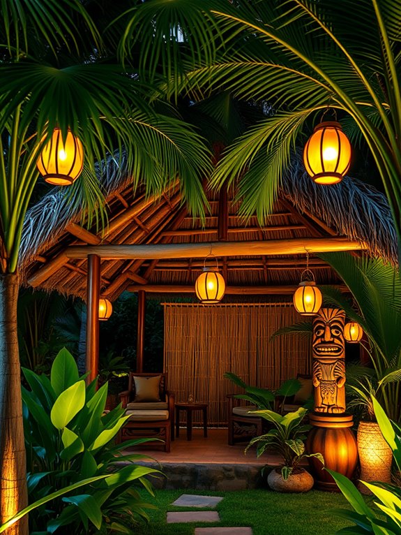 tropical paradise with tiki