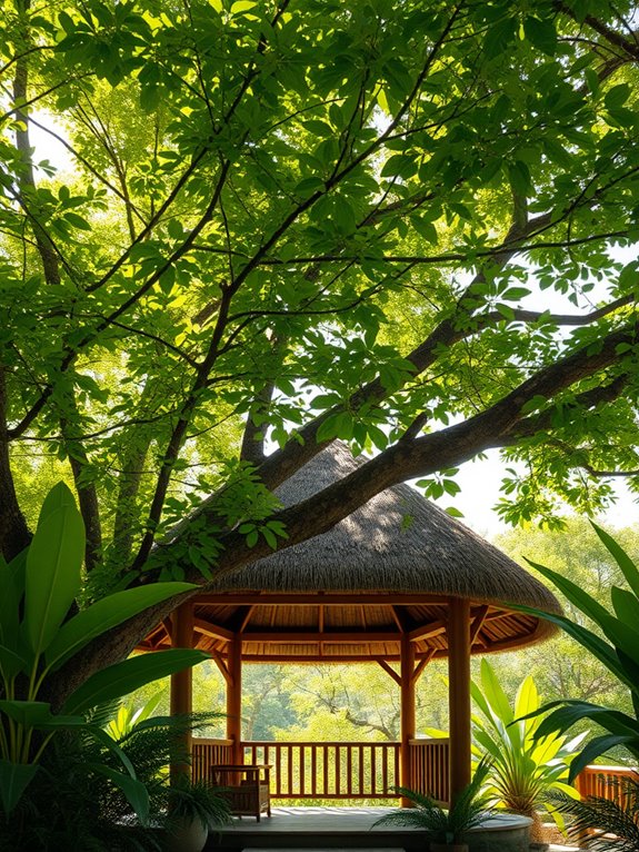 tropical straw covered roofing