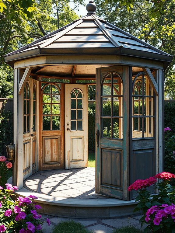 upcycled door outdoor shelter