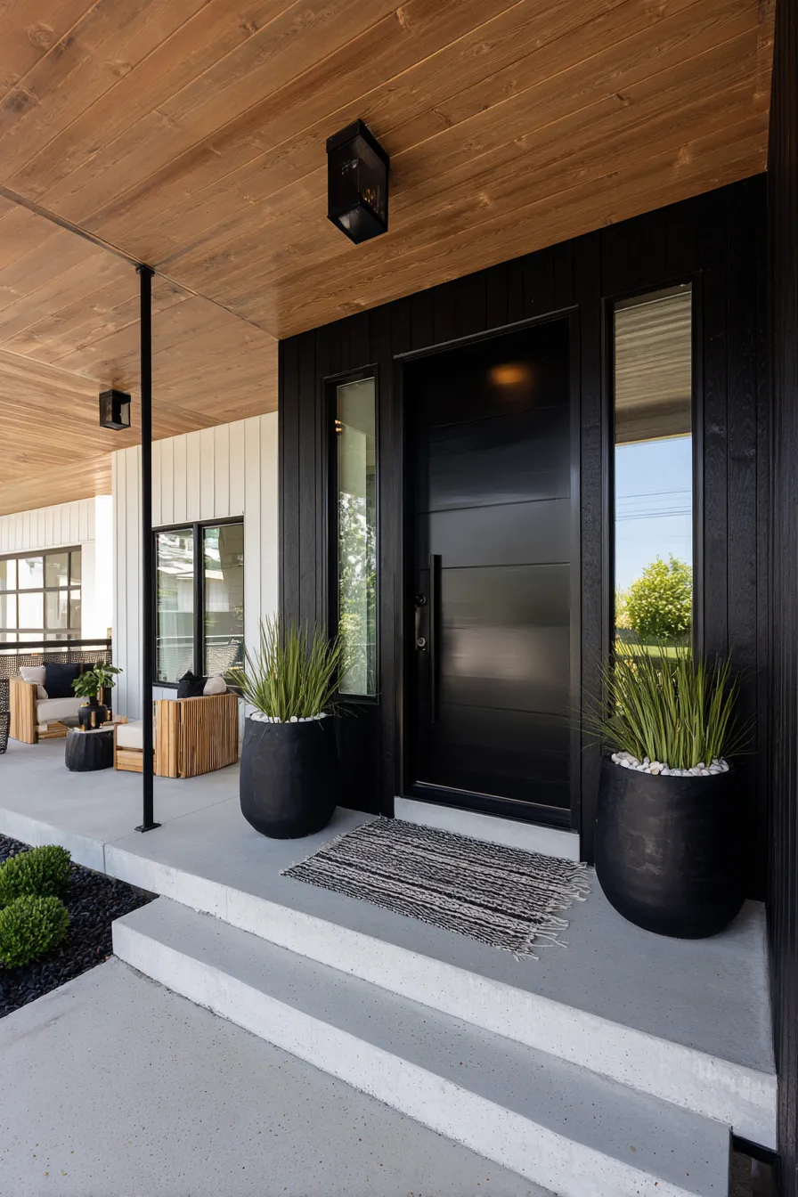 Bold Black Door Front Porch Ideas That Stand Out (18)_result