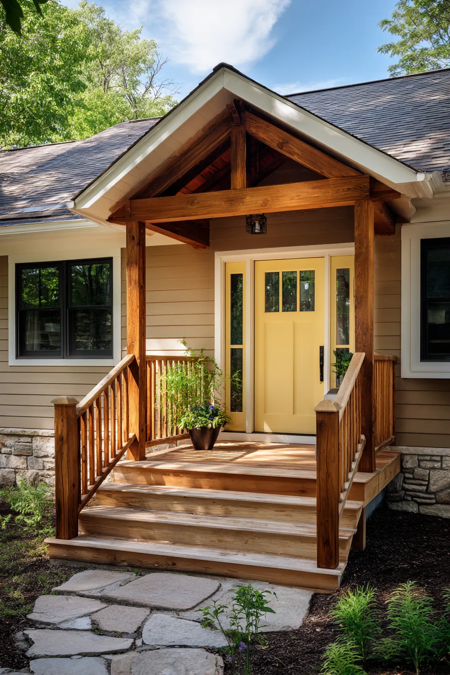 Cheerful Yellow Door Front Porch Ideas That Feel Bright (11)_result