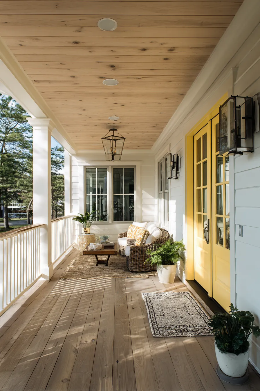 Cheerful Yellow Door Front Porch Ideas That Feel Bright (12)_result