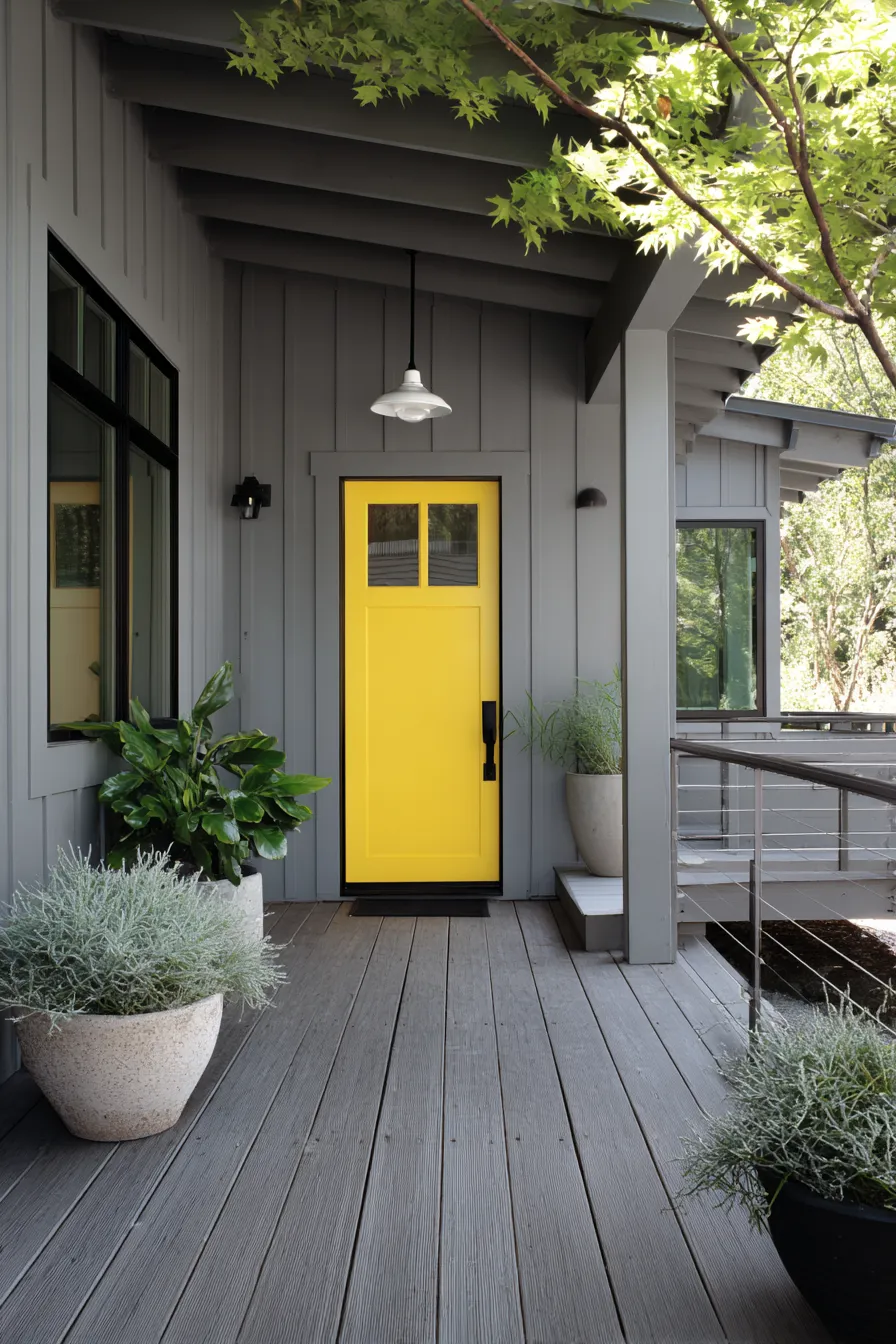 Cheerful Yellow Door Front Porch Ideas That Feel Bright (13)_result