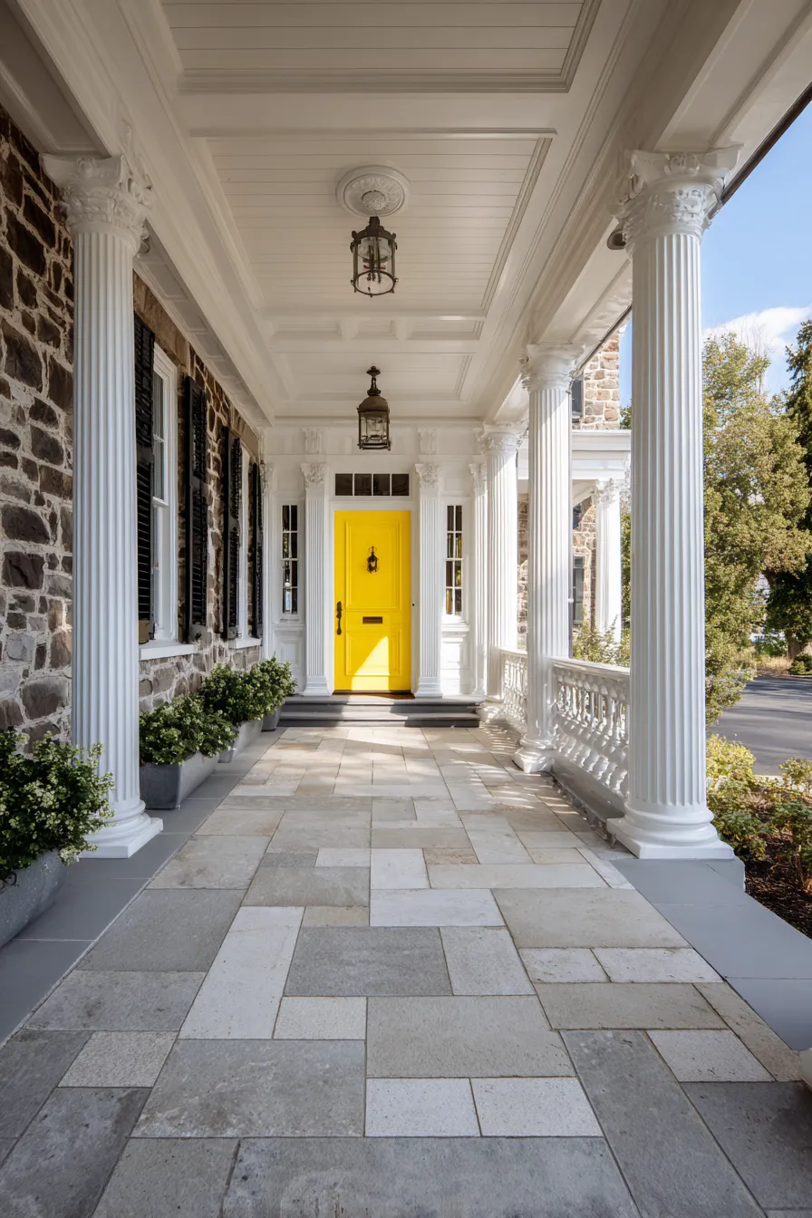 Cheerful Yellow Door Front Porch Ideas That Feel Bright (20)_result
