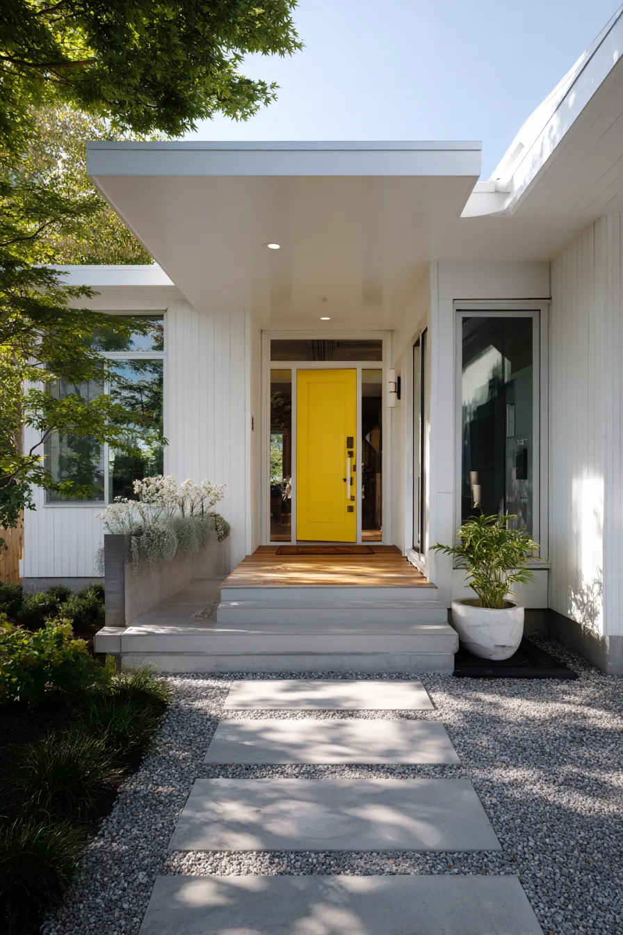 Cheerful Yellow Door Front Porch Ideas That Feel Bright (21)_result