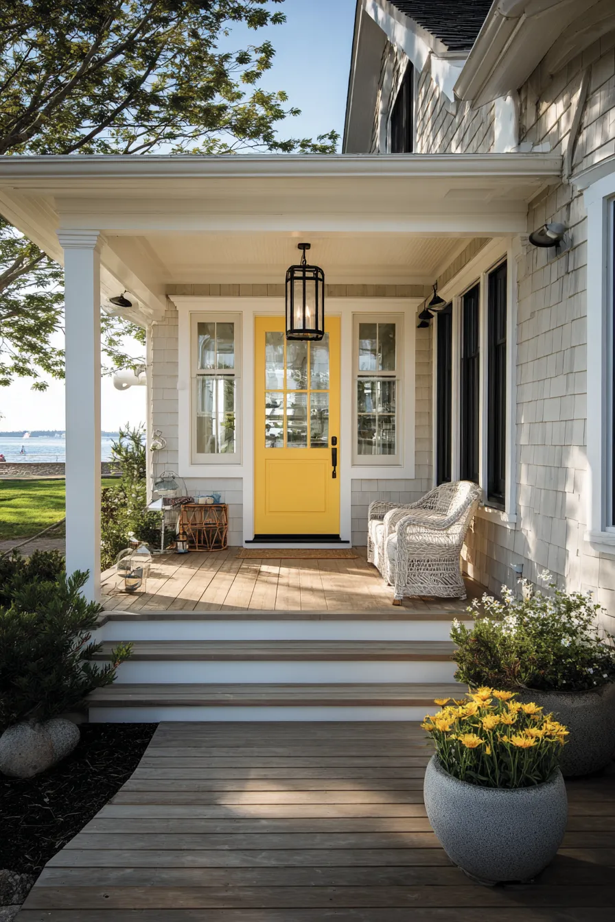 Cheerful Yellow Door Front Porch Ideas That Feel Bright (23)_result