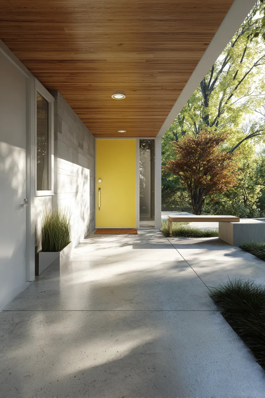 Cheerful Yellow Door Front Porch Ideas That Feel Bright (24)_result
