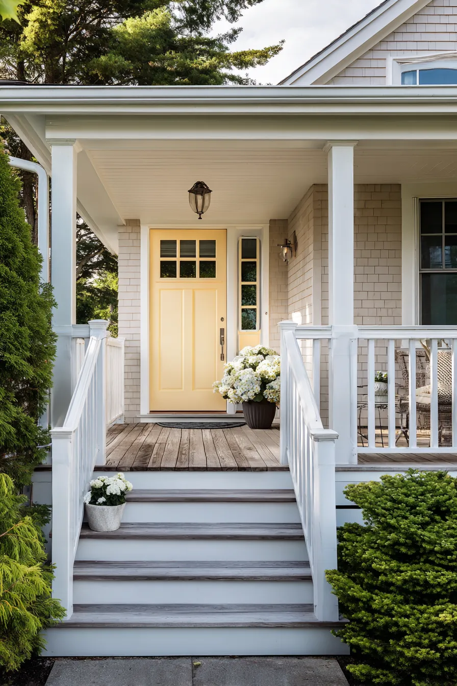 Cheerful Yellow Door Front Porch Ideas That Feel Bright (6)_result
