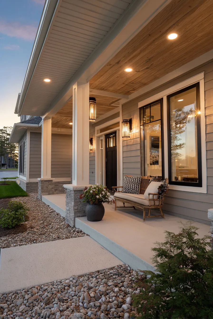 Calming Gray House Porch Ideas With Soft Curb Appeal (20)_result