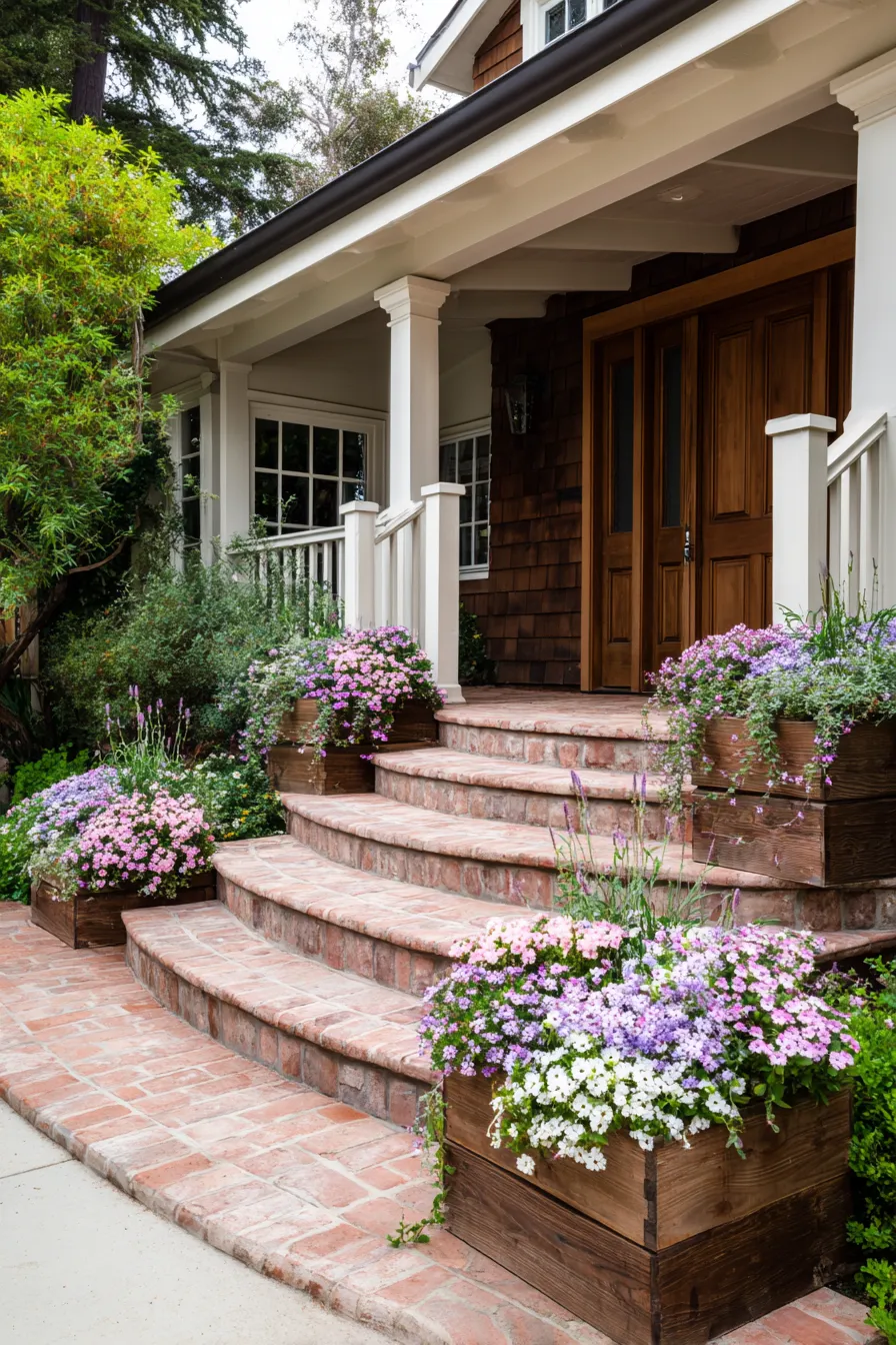 Pretty Floral Porch Planter Ideas That Frame the Steps (11)_result