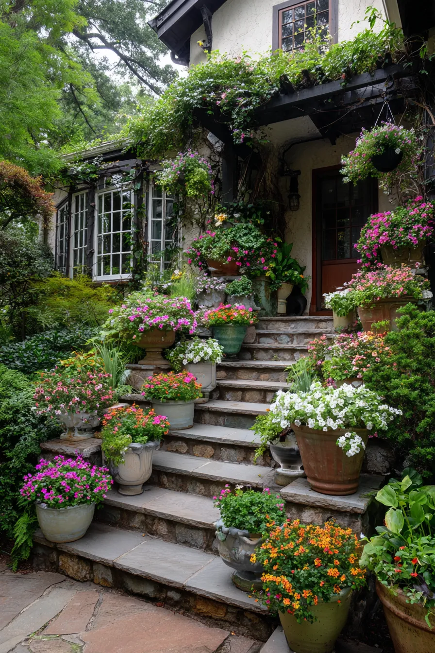 Pretty Floral Porch Planter Ideas That Frame the Steps (16)_result