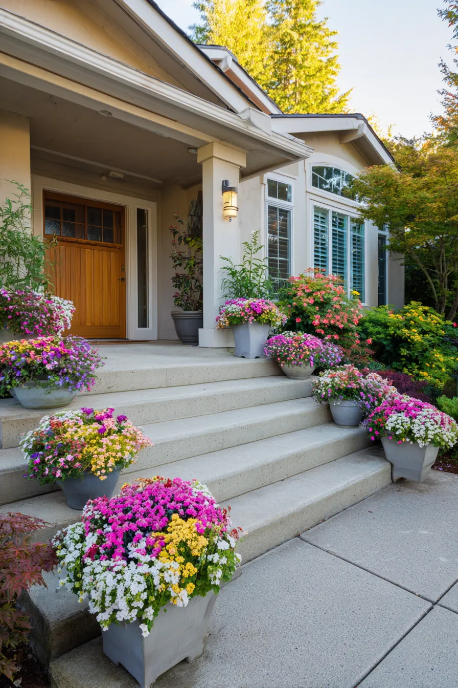 Pretty Floral Porch Planter Ideas That Frame the Steps (17)_result