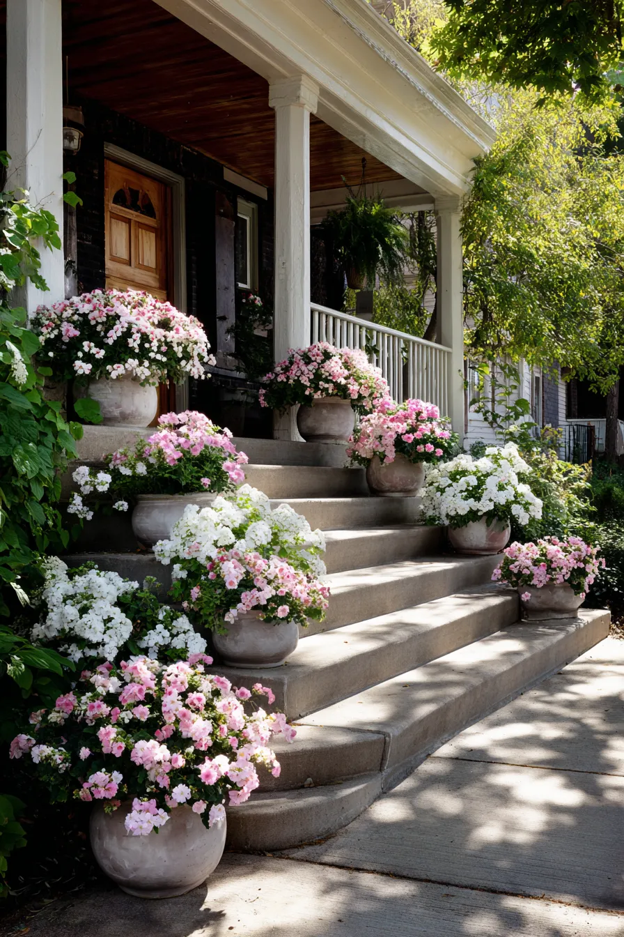 Pretty Floral Porch Planter Ideas That Frame the Steps (1)_result