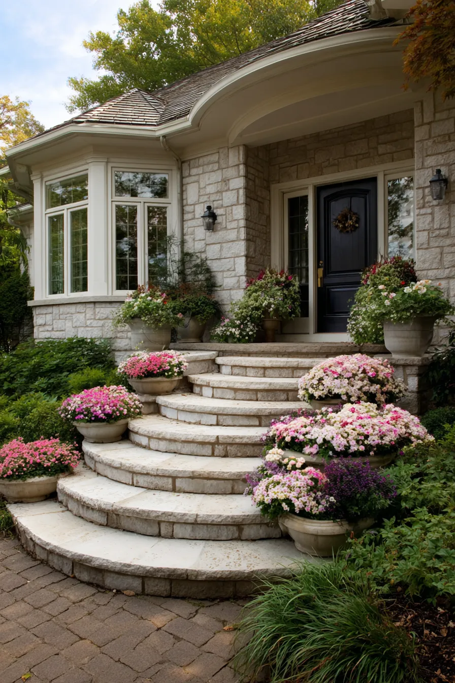 Pretty Floral Porch Planter Ideas That Frame the Steps (7)_result