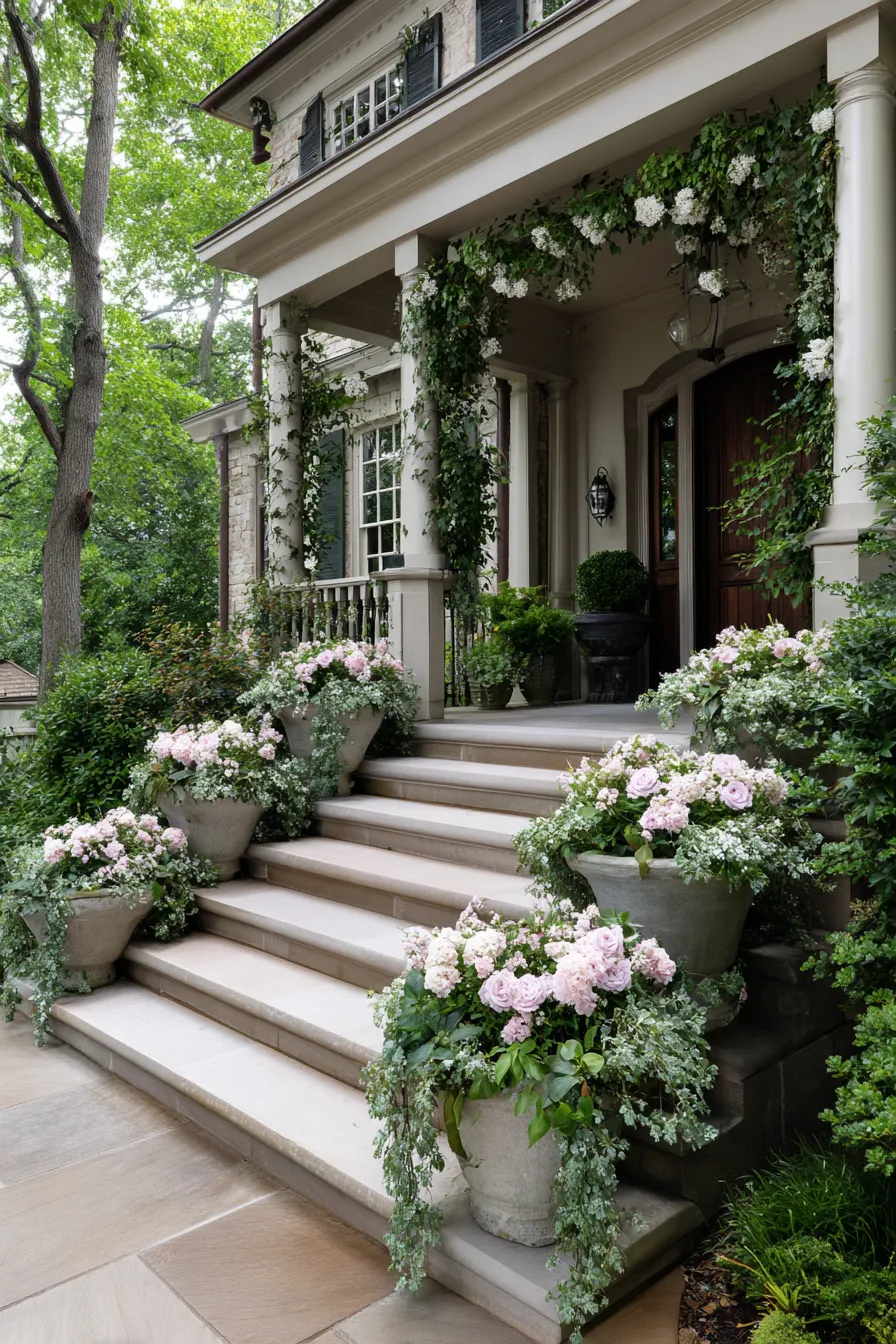 Pretty Floral Porch Planter Ideas That Frame the Steps (8)_result