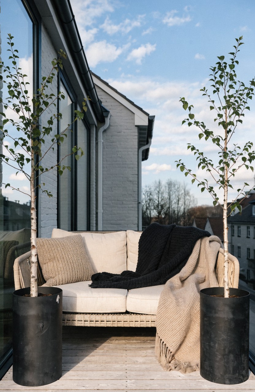 Balcony Seating with Potted Trees