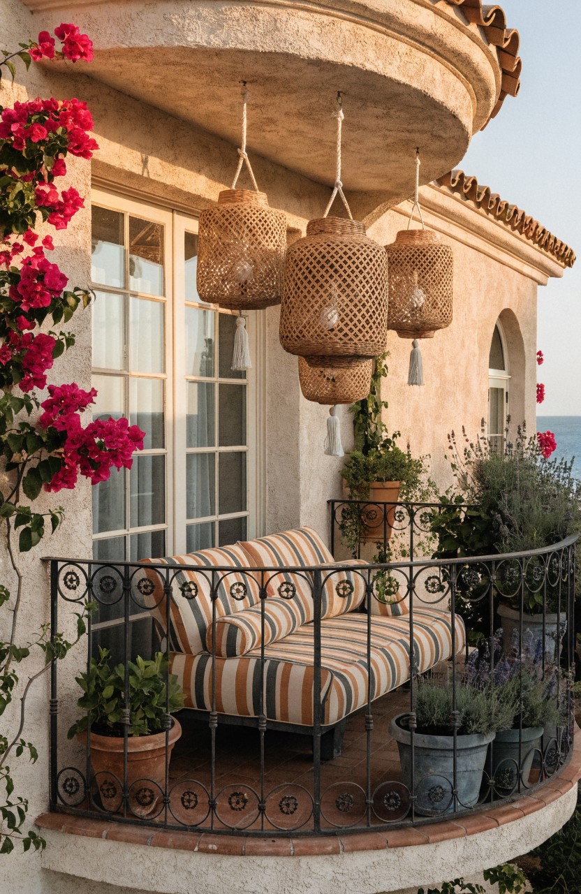 Hanging Woven Lanterns for Balcony Lighting