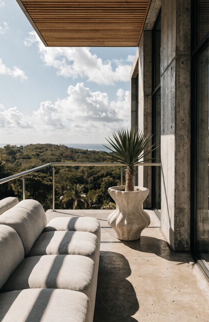 Add a Large Potted Plant to the Balcony