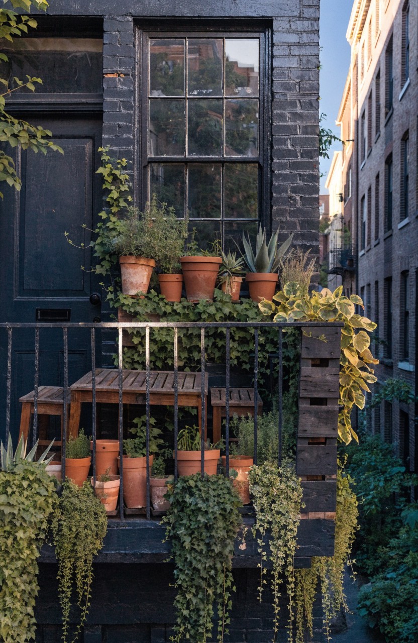 Balconies Full of Potted Plants