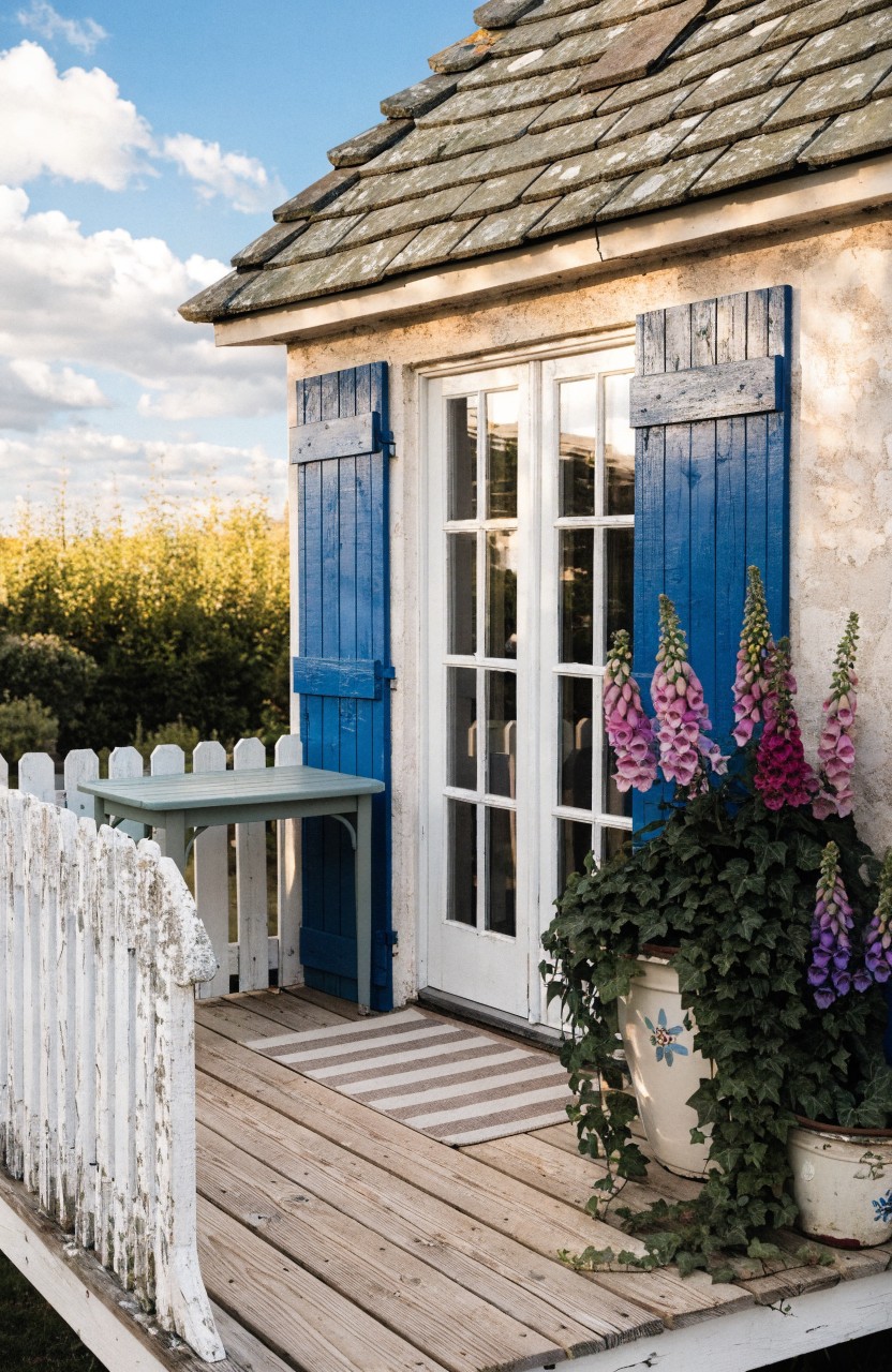 Blue Shutters on Porch Doors