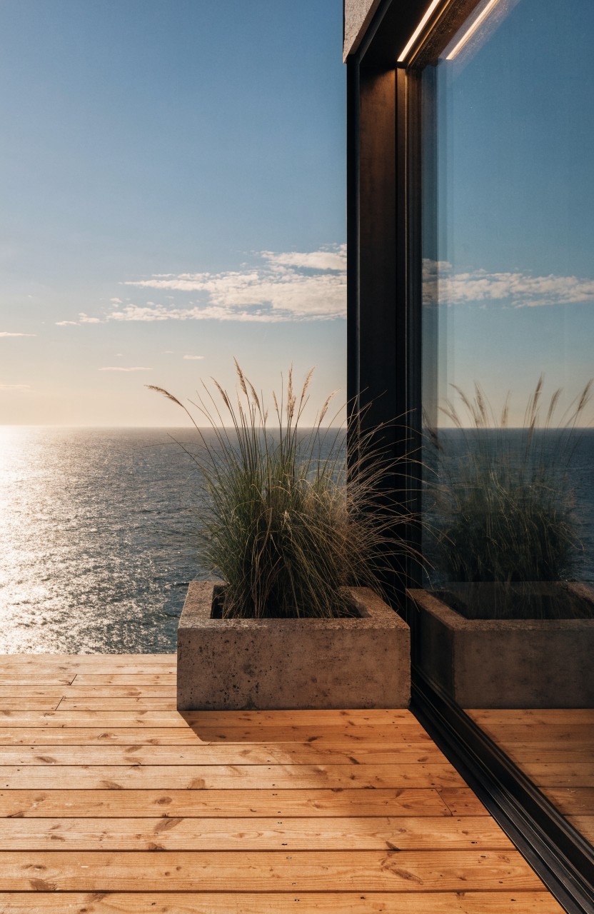 Tall Grasses in Concrete Planters