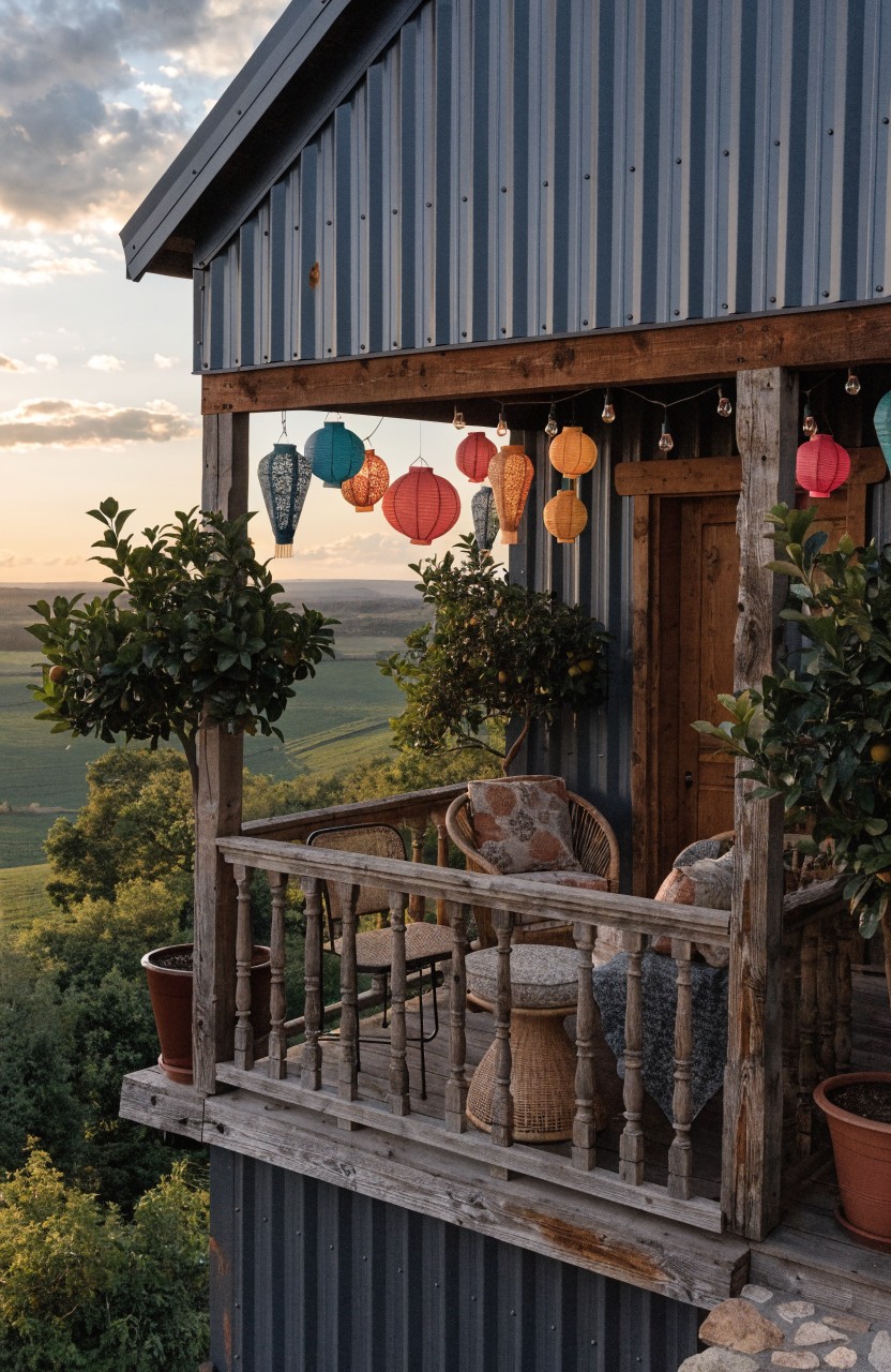 Hanging Lanterns on the Balcony