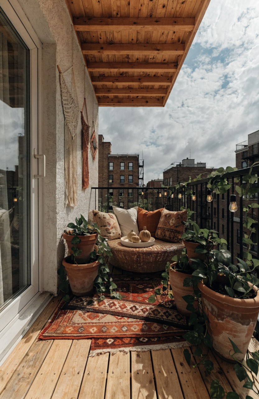 Balcony Seating with Terracotta Pots