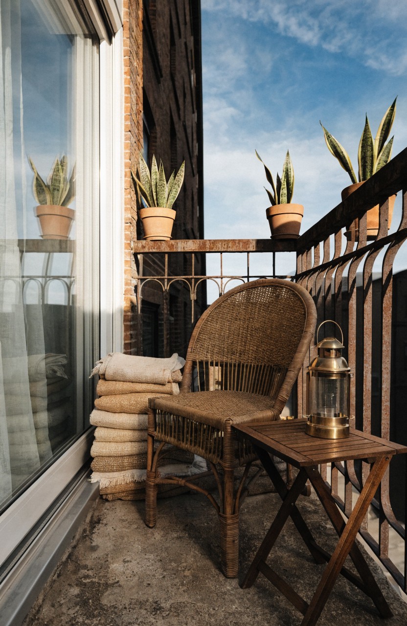 Balcony Wicker Chair Setup