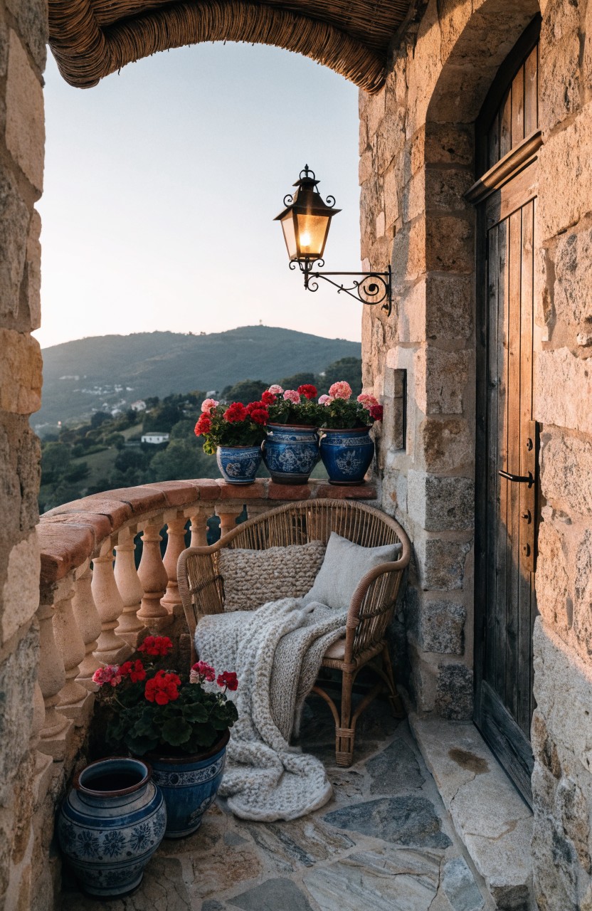 Cozy Stone Balcony Nook