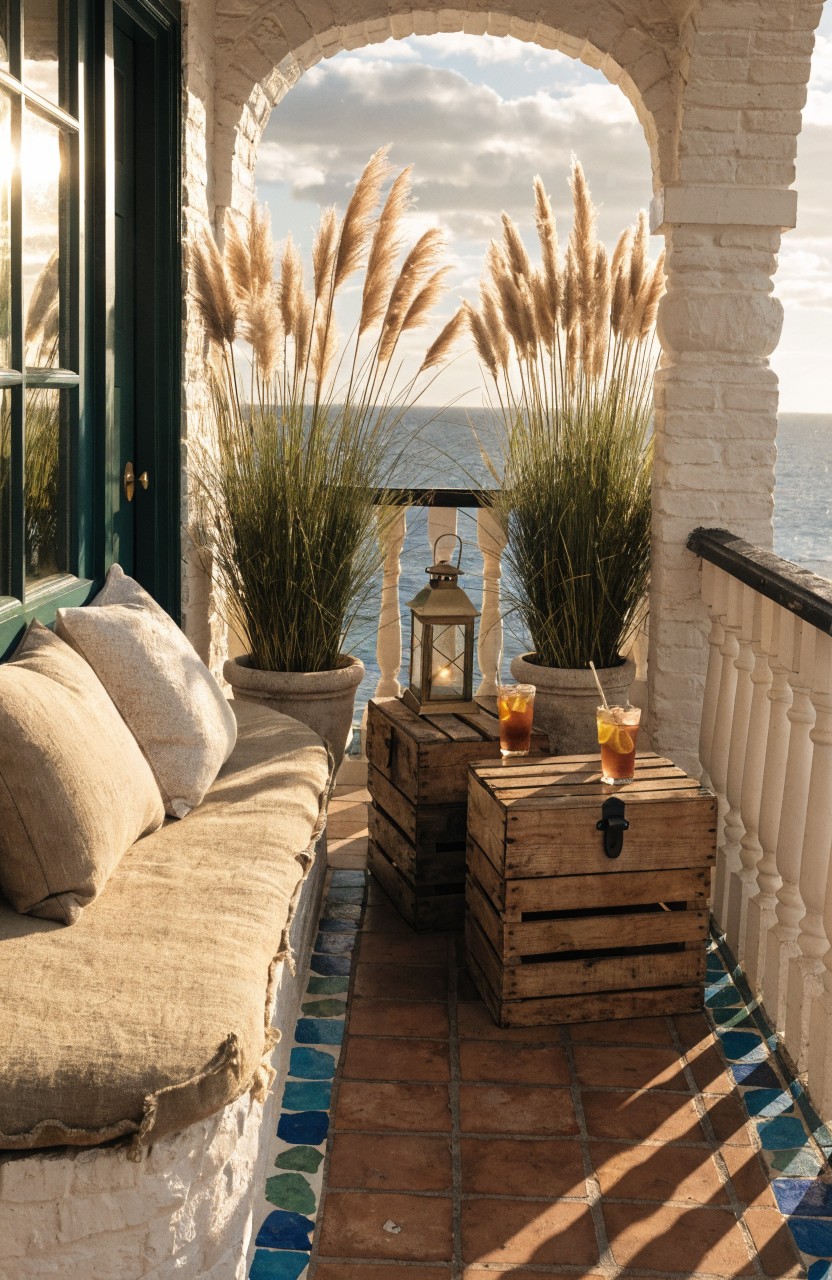 Tall Pampas Grass on Balconies