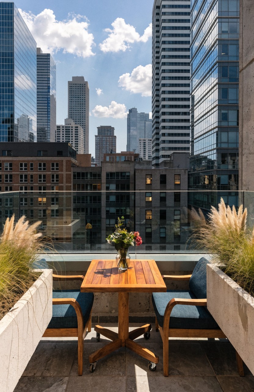 Balcony Seating with Tall Grasses